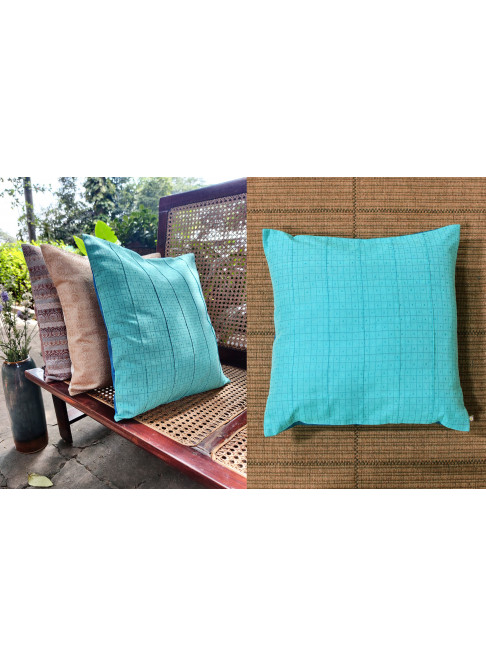 Handloom Organic Cotton Cushion Cover Blue 